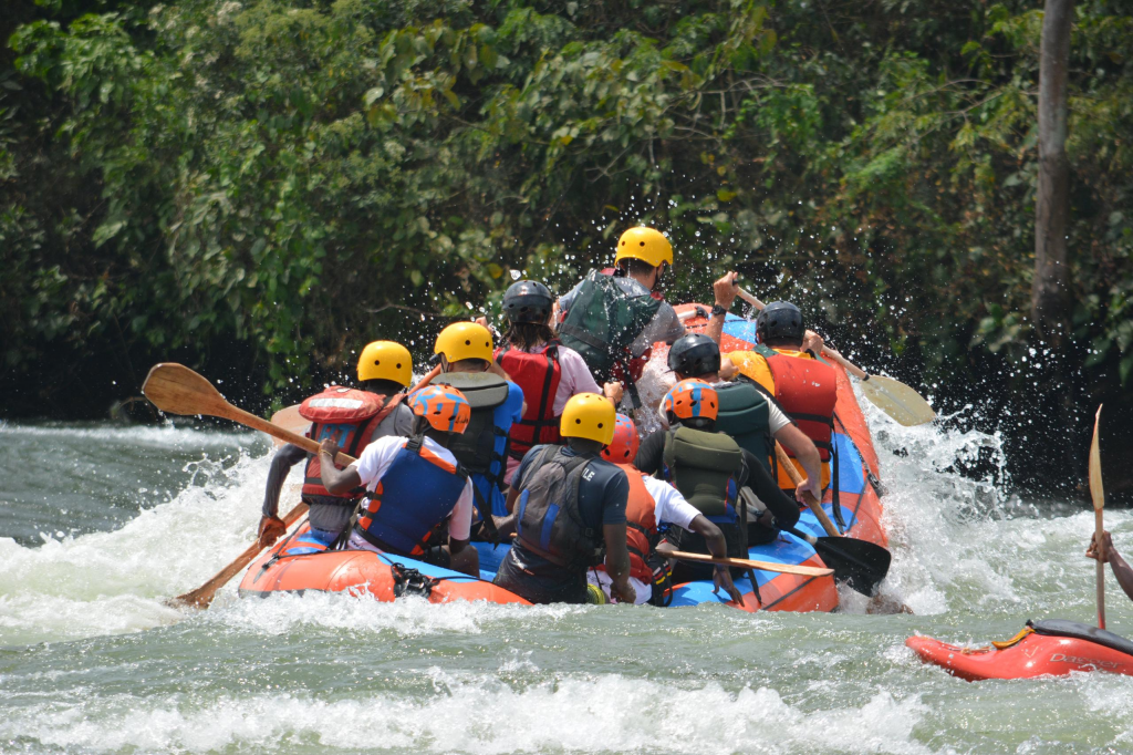 Whitewater rafting in Jinja.